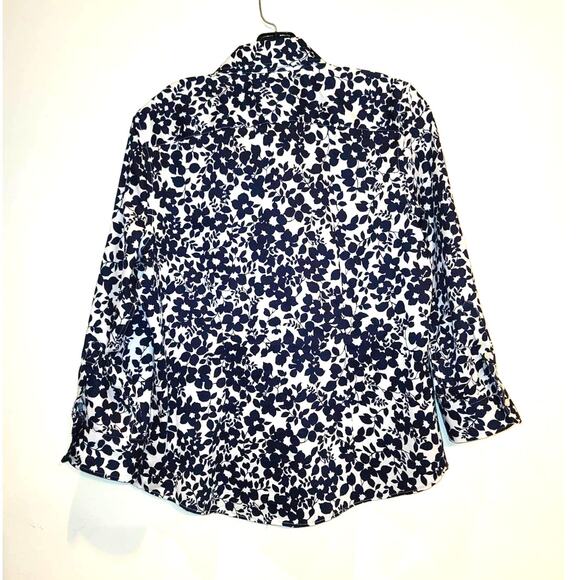 Chaps blue white floral button down shirt - medium - Picture 3 of 3